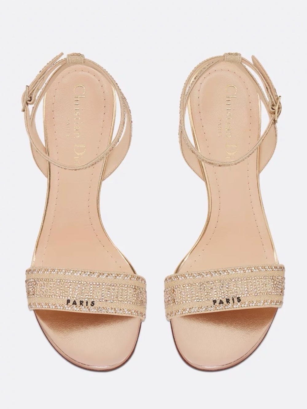 Christian Dior Gold Crystal Embellished Ankle-Strap Sandal. Worn once. - Picture 5 of 16